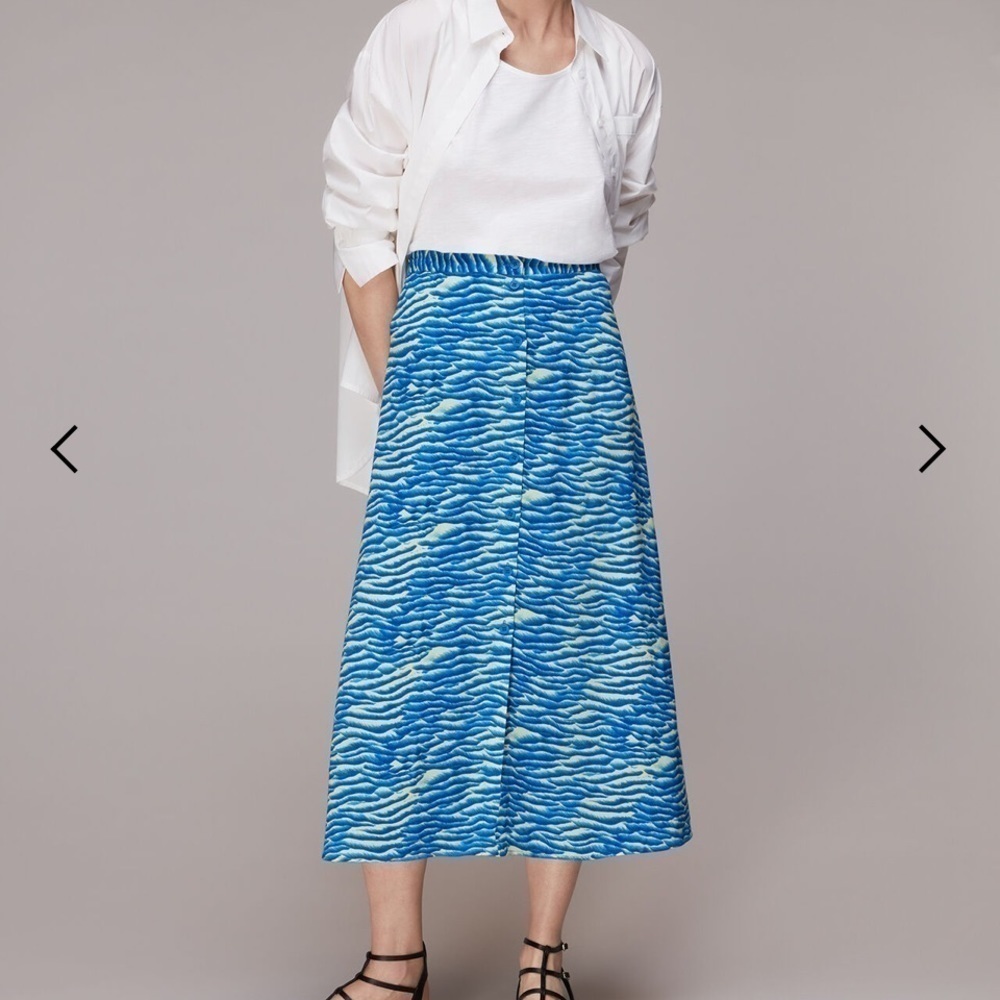 Whistles Seafoam Button Front
Skirt Blue/Multi New Size 14